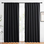 NICETOWN Black Blackout Curtain Blinds - Solid Thermal Insulated Window Treatment Blackout Drapes for Bedroom (2 Panels, 62 inches Wide by 84 inches Long)