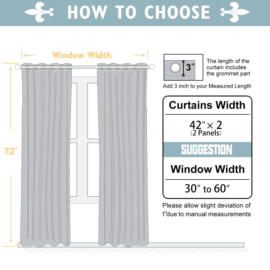 ChrisDowa Blackout Curtains for Bedroom and Living Room 72 Inches Long