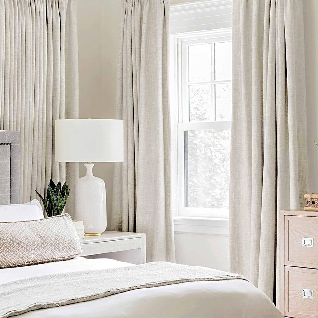 MIULEE 100% Blackout Linen Curtains for Bedroom 52x84 Inches Linen Beige