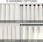 Nanspring 45 Inch Beige White Curtains Linen for Kitchen Short Window Semi Sheer Curtain Neutral Back Tab Rod Pocket Drapes Small Window for Cafe Bathroom 40 X 45,2 Panels