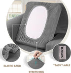 WEERRW Velvet Couch Covers for 2 Cushion Couch Sofa - High Stretch Luxury Velvet Plush 3 Pieces Sofa Slipcovers with Elastic Bottom, Furniture Protector for Pets, Machine Washable, Light Grey, Medium