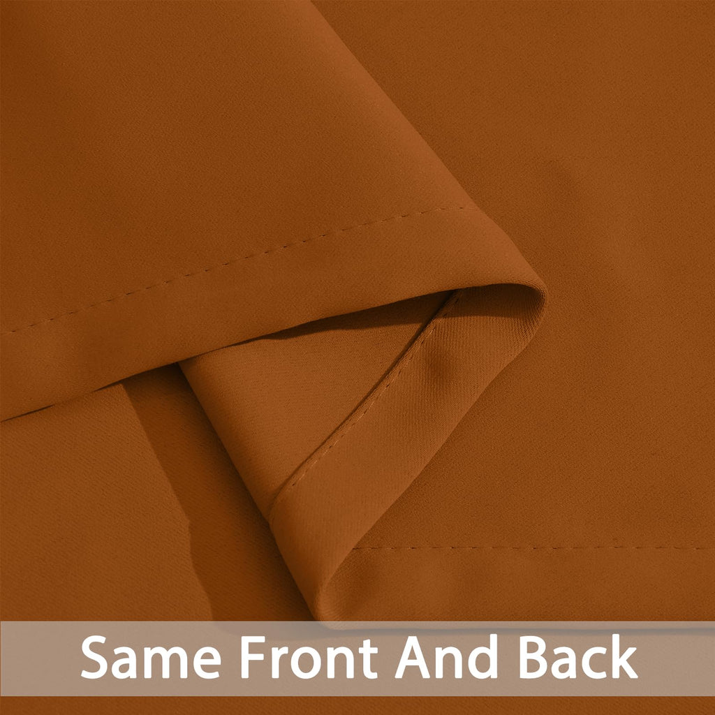 Yakamok Blackout Curtains 38x84 inch Burnt Orange Thermal Drapes-Bedroom