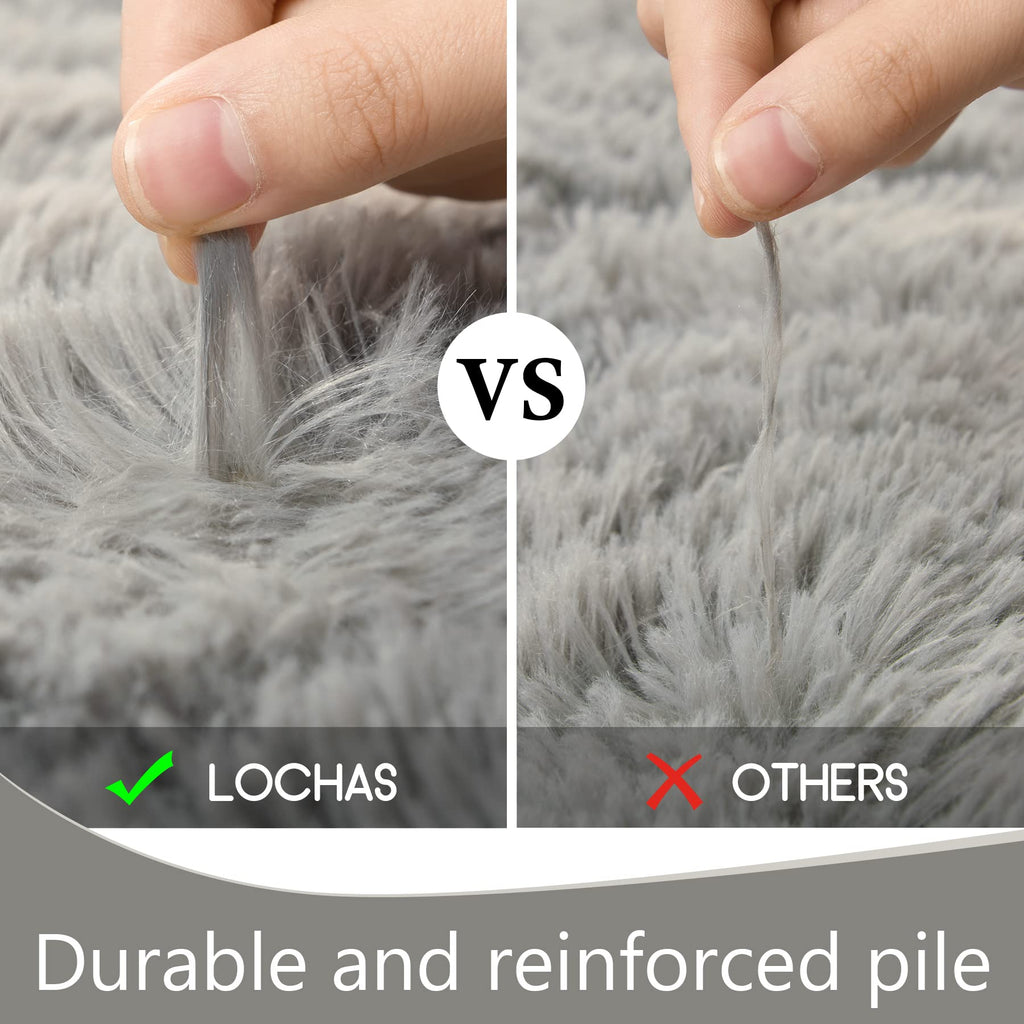 LOCHAS Area Rugs Fluffy Living Room Carpets for Kids Bedroom 3x5, Grey