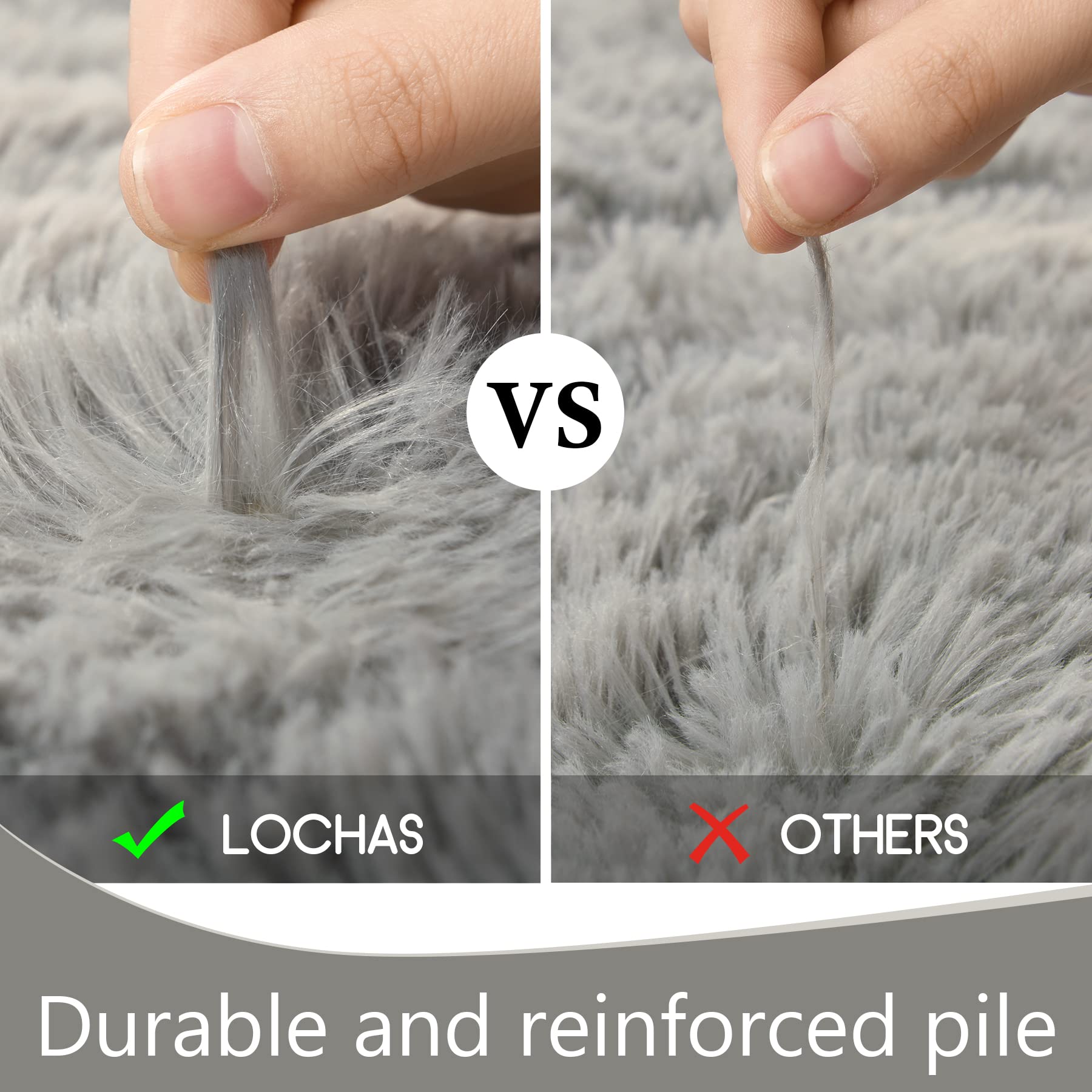 LOCHAS 5x8 Area Rugs Fluffy Living Room Carpets for Kids Bedroom, Gray
