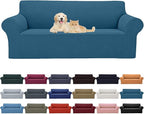Cupuamon 2026 New Stretch Oversized Sofa Slipcovers Couch Sofa Cover for 4 Seater Furniture Protector Covers with Elastic Bottom Jacquard Fabric Small Checks for Pets, Kids - Peacock Blue