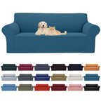 Cupuamon 2026 New Stretch Oversized Sofa Slipcovers Couch Sofa Cover for 4 Seater Furniture Protector Covers with Elastic Bottom Jacquard Fabric Small Checks for Pets, Kids - Peacock Blue