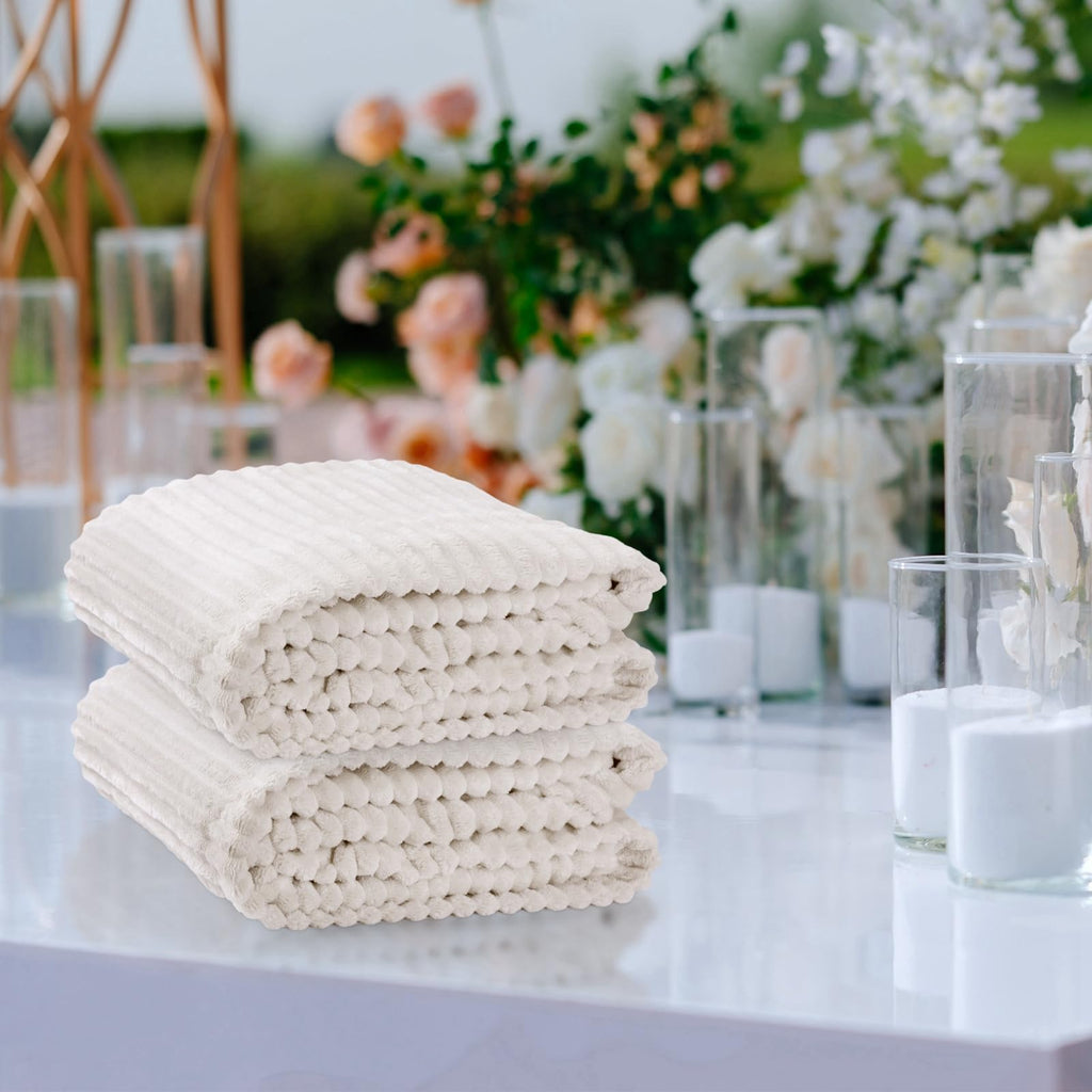 Buryeah 12 Pcs Flannel Throw Blanket Bulk 50 x 60 in Sleepover Blanket Outdoor Wedding Throw Lightweight, Oeko-tex Standard 100 Certified for Sofa Homeless Gifts (Cream White)