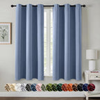 MIULEE Denim Blue Blackout Curtains for Bedroom Living Room 45 Inches Long 2 Panels, Thermal Insulated Room Darkening Drapes Solid Grommet Noise Reduction Light Blocking Window Treatments 40x45 Inch