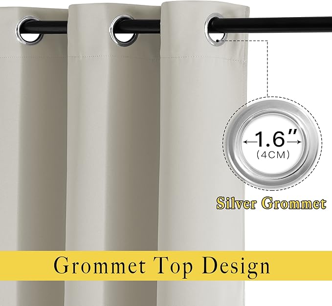 NICETOWN Natural Room Darkening Living Room Curtains 110 inches Long, Grommet Thermal Window Treatments Room Divider Blinds Sound Reducing for Living Room, W66 x L110, 2 Pieces