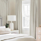 MIULEE Linen Texture Curtains for Bedroom Light Cream 100% Blackout Thermal Insulated Linen Curtains Grommet Room Darkening Draperies for Living Room Nursery 52x96 Inch (2 Panels)