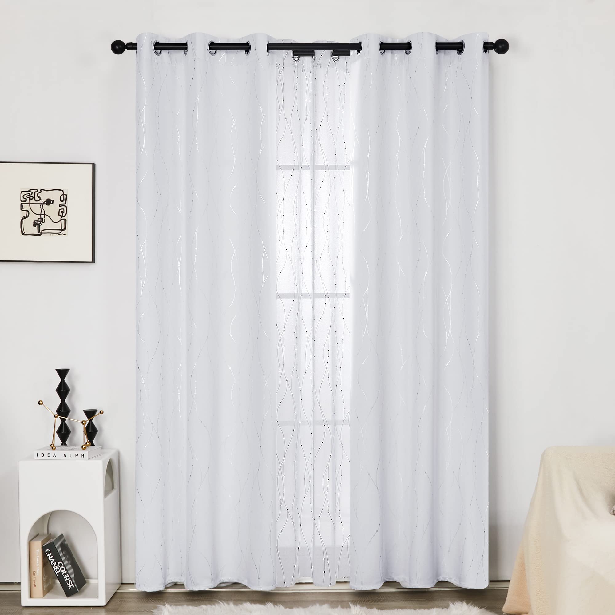 Deconovo Living Room Curtains 63 Inches Long, Blackout Curtains for Bedroom