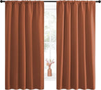 NICETOWN Blackout Curtains and Drapes - Thermal Insulated Solid Rod Pocket Blackout Draperies/Panels (Burnt Orange, 1 Pair, 52 by 63 inches)