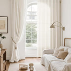 Nanspring Modern Linen Curtains for Living Room 90 Inches Long Light Filtering Semi Sheer Curtain Back Tab Neutral Luxury Modern Farmhouse Decor Linen Blend Drapes for Bedroom 52x90, 2 Panels