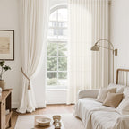 Modern Linen Curtains for Living Room 102 Inches Long Light Filtering Semi Sheer Curtain Back Tab Neutral Luxury Modern Farmhouse Decor Floor to Ceiling High Window for Bedroom 52x102, 2 Panels