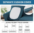 H.VERSAILTEX 4 Piece Stretch Sofa Covers for 3 Cushion Couch Covers for Living Room Furniture Slipcovers (Base Cover Plus 3 Seat Cushion Covers) Thicker Jacquard Fabric (Large Sofa, Deep Teal)