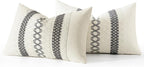 MIULEE Set of 2 Gray Boho Decorative Lumbar Pillow Covers 12x20 Inch Farmhouse Rustic Couch Throw Pillows Modern Cotton Cushion Covers Retro Cute Macrame Woven Spring Home Decor for Bed Sofa Chair