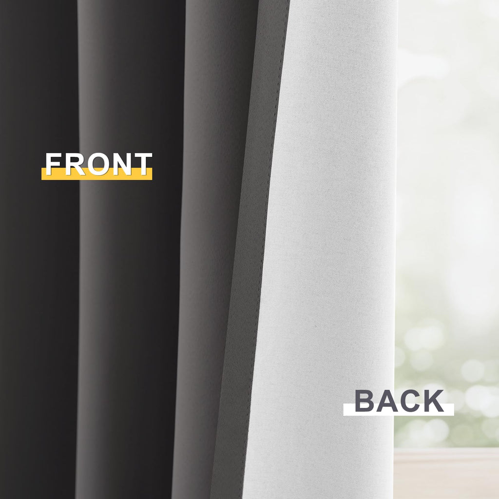 Yakamok Charcoal Grey 100% Blackout Curtains 63 Inches Long 50" Wide 2 Panel