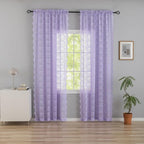 YJ YANJUN Vintage Lace Curtains 84 Inches Long-Victorian Floral Pattern Lavender Sheer Curtain Panels for Living Room Bedroom,Light Filtering, Romantic Girly Drapes 2 Panels 52W x 84L Light Purpel