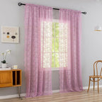 YJ YANJUN Vintage Lace Curtains 108 Inch Long-Victorian Floral Pattern Lilac Sheer Curtain Panels for Living Room Bedroom,Light Filtering, Cute Girls Drapes 2 Panels 52W x 108L Purple Blush