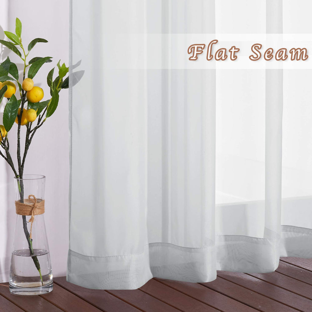 NICETOWN Soft Voile Sheer Curtains for Bedroom, Grommet Elegant Lightweight Window Drapes Airy & Breathable for Farmhouse/Living Room, 2 Panels, Light Grey, W54 x L90