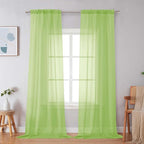 Simplebrand Lime Sheer Curtains 96 Inches Long, Light Filtering Rod Pocket Solid Color Window Sheer Curtain Panels, Elegant Curtains & Drapes for Living Room, Bedroom 2 Panels (Lime, 42" W x 96" L)