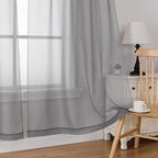 Simplebrand Grey Short Sheer Curtains 45 Inch Length for Small Windows, Rod Pocket 2 Panels Set Solid Voile Drapes Window Sheer Curtains for Bedroom Bathroom Kids Room Kitchen, 42x45 Inch, Gray