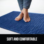 GORILLA GRIP® Ultra Absorbent Front Door Mat Outside Entrance, 47x35, Traps Dirt and Moisture, HydroABSORB Indoor Outdoor Doormat Holds Up to 6 Cups Water, Stain and Fade Resistant Welcome Mat, Blue
