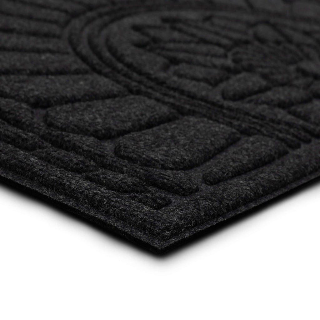 Mohawk Home Entryway Door Mat 2' X 3' All Weather Outdoor Non Slip Recycled Rubber Doormat, Rope Impressions Black
