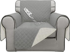 ISSUNTEX Double Protection 100% Waterproof Sofa Covers for Living Room, Reversible Furniture Protector for Dogs, Pets, Kids (Light Gray/Ivory)