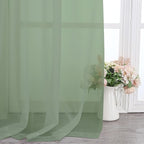 Chyhomenyc Sheer Window Curtains 144 inch Extra Long 2PCS, Airy Scarf Drapes Rod Pocket Window Treatments for Christmas/Wedding/Living Room/Anniversary, 12FT L, 42Wx144L, Sage Green