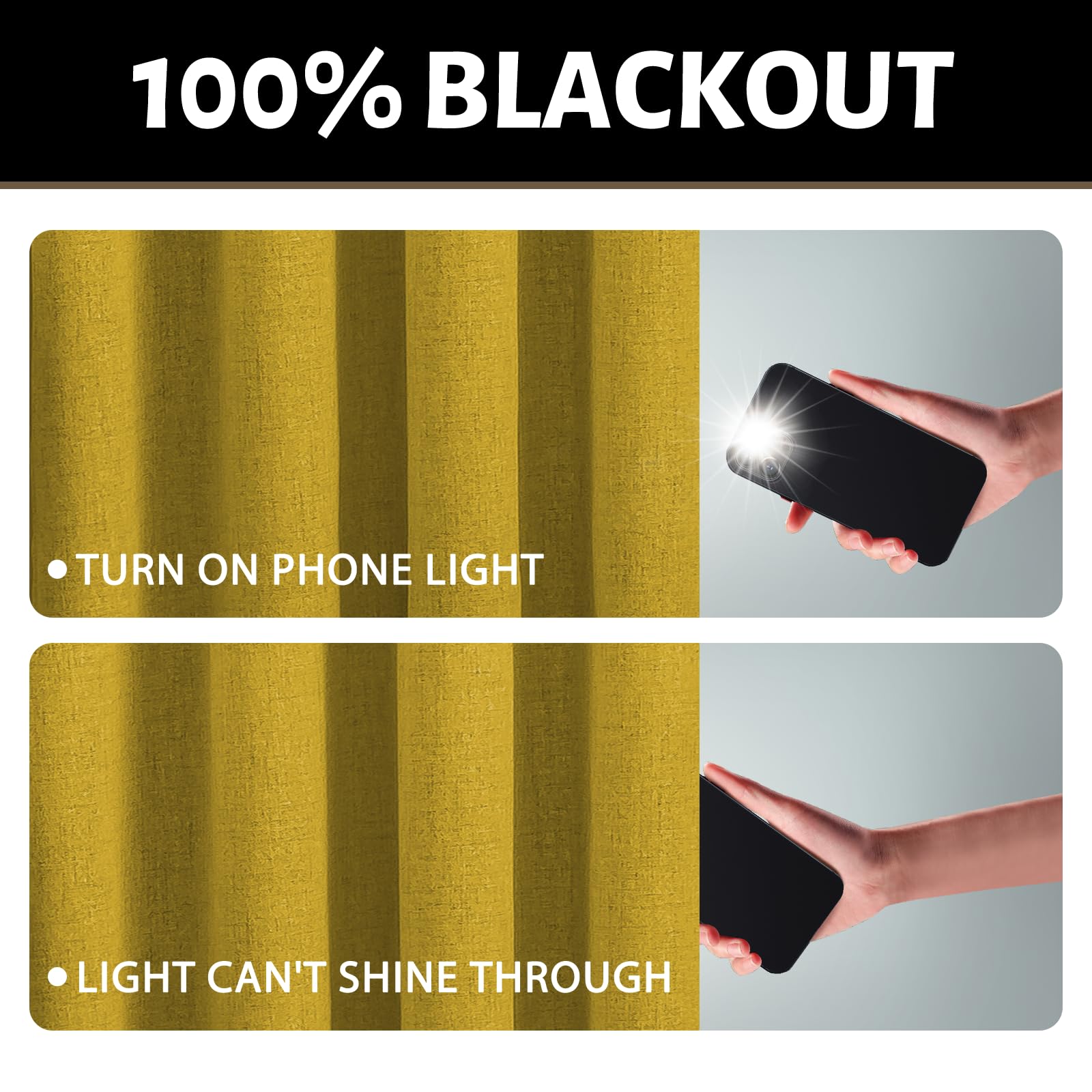 Yakamok Mustard Yellow Linen Textured Curtains 84 Inches Long for Bedroom