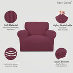 Easy-Going Stretch Chair Sofa Slipcover 1-Piece Couch Sofa Cover Furniture Protector Soft with Elastic Bottom for Kids, Pet. Spandex Jacquard Fabric Small Checks (Chair, ASH Rose)