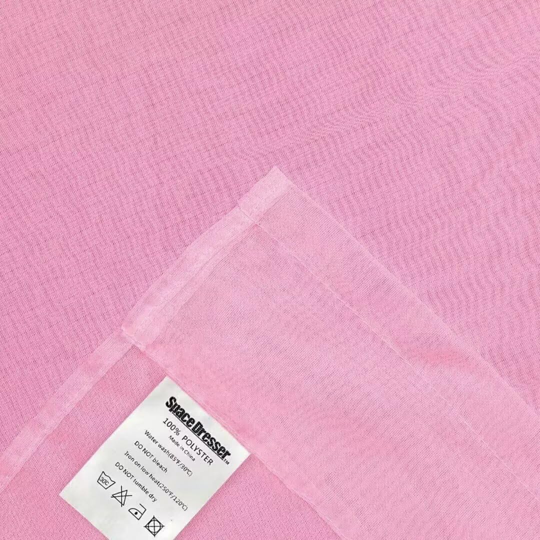 SpaceDresser Basic Rod Pocket Sheer Voile Window Curtain Panels Pink 1 Pair 2 Panels 52 Width 90 Inch Long for Kitchen Bedroom Children Living Room Yard（Pink, 52W x 90L）
