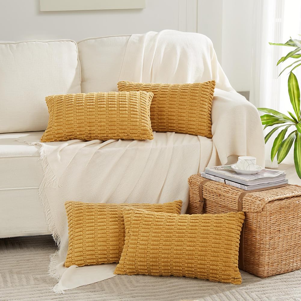 Fancy Homi 4 Packs Decorative Throw Pillow Covers for Living Room Couch Bed, Modern Farmhouse Boho Home Décor Accent Cushion Case, 24" x 14", Rust