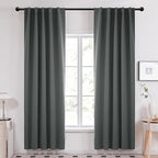 Deconovo Blackout Curtains, Thermal Insulated, W42 x L84 2 Panels, Back Tab, Machine Washable, Room-Darkening Drapes for Bedroom/Living Room Dark Grey