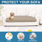 Smiry Printed Couch Cushion Covers, Stretch Soft Couch Covers for Sofa, Washable Non-Slip Sofa Slipcover Furniture Protector for Indoor and Outdoor (Large, Taupe)