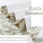 jinchan Green Floral Linen Light Filtering Curtains for Living Room 63 Inches Long