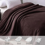 Exclusivo Mezcla Fleece Blanket Twin Size for Bed, Super Soft and Warm, All Season, Cozy, Plush, Lightweight, 90x66 Inches, Coffee