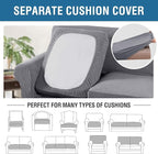 H.VERSAILTEX 4 Piece Stretch Sofa Covers for 3 Cushion Couch Covers for Living Room Furniture Slipcovers (Base Cover Plus 3 Seat Cushion Covers) Thicker Jacquard Fabric (Large Sofa, Dove)