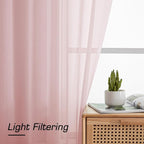 Simplebrand Blush Sheer Curtains 90 Inches Long 2 Panels, Light Filtering Rod Pocket Solid Color Window Sheer Curtain Panels, Elegant Curtains & Drapes for Living Room, Bedroom, 42" W x 90" L