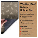GORILLA GRIP 100% Waterproof All-Season WeatherMAX Doormat 35x23, US Designed Natural Rubber, Stain and Fade Resistant, Low Profile Indoor Outdoor Door Mats, Easy Clean Patio Mat, Tan Pawprints