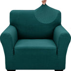 ZNSAYOTX 1 Piece Jacquard Chair Slipcovers for Living Room High Stretch Chair Covers with Arms Anti Slip Pets Friendly Couch Sofa Armchair Cover Furniture Protector (Small, New Pattern Blackish Green)