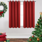 Joydeco Blackout Curtains 63 inch Length 2 Panels Set, Thermal Insulated Long Curtains & Drapes 2 Burg, Room Darkening Grommet Drapes for Bedroom Living Room Windows (W42 x L63 Inch, Red)