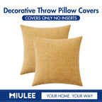 MIULEE Soft Chenille Throw Pillow Covers Gold 18x18 Inch Pack of 2