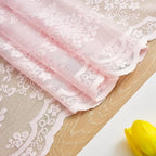 YJ YANJUN Vintage Lace Curtains Cute Pink Floral Cafe Curtains 45 inch Length 2 Panels Short Sheer Drapes for Kitchen Bathroom Laundry Room Girl Nursery Room Décor Rod Pocket 52" W x 45" L Baby Pink