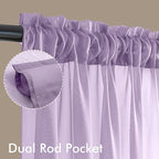MIULEE Light Purple Sheer Curtains 72 Inches Long, 4 Panels Set, Lavender Light Filtering Rod Pocket Voile Drapes for Living Room and Bedroom, Airy Soft Fabric Window Treatments, 42 x 72 Inches