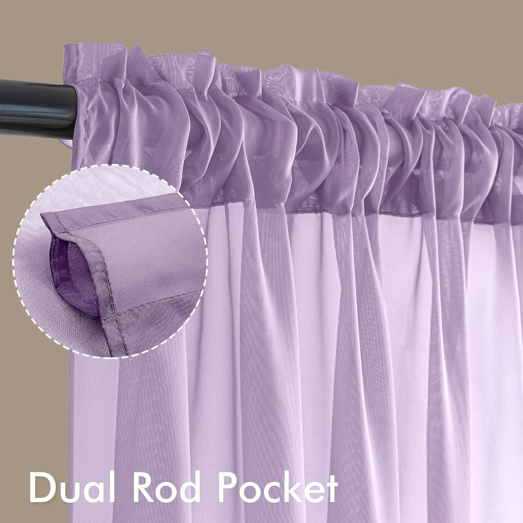 MIULEE Light Purple Sheer Curtains 84 Inches Long 4 Panels 42 x 84 Inches
