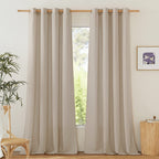 NICETOWN Rustic Linen 132 inch Long Curtains for Living Room, Grommet Privacy Added Thick Linen Weave with Light Filter Window Curtains & Drapes for Bedroom, Taupe, W55 x L132, 2 Panels