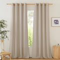 NICETOWN Thick Taupe Linen Curtains 90 inch Length 2 Panels Set, Grommet Semi Sheer Window Treatments Privacy Added with Light Filtering Drapes for Bedroom/Living Room, W55 x L90, 2 Panels