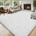 8x10 Area Rugs for Living Room,White Large Shaggy Carpet Plush Furry Rug